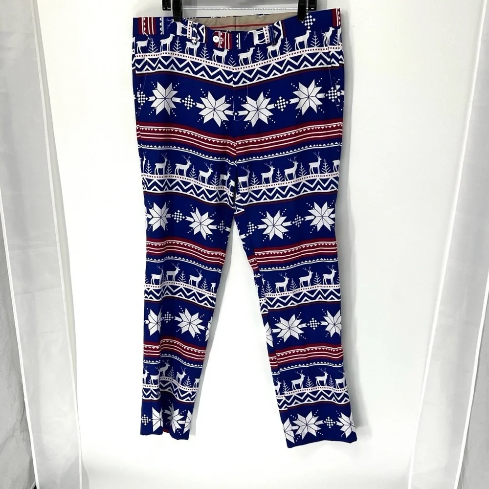 OppoSuits Blue and Red Festive Christmas Pants men’s 48